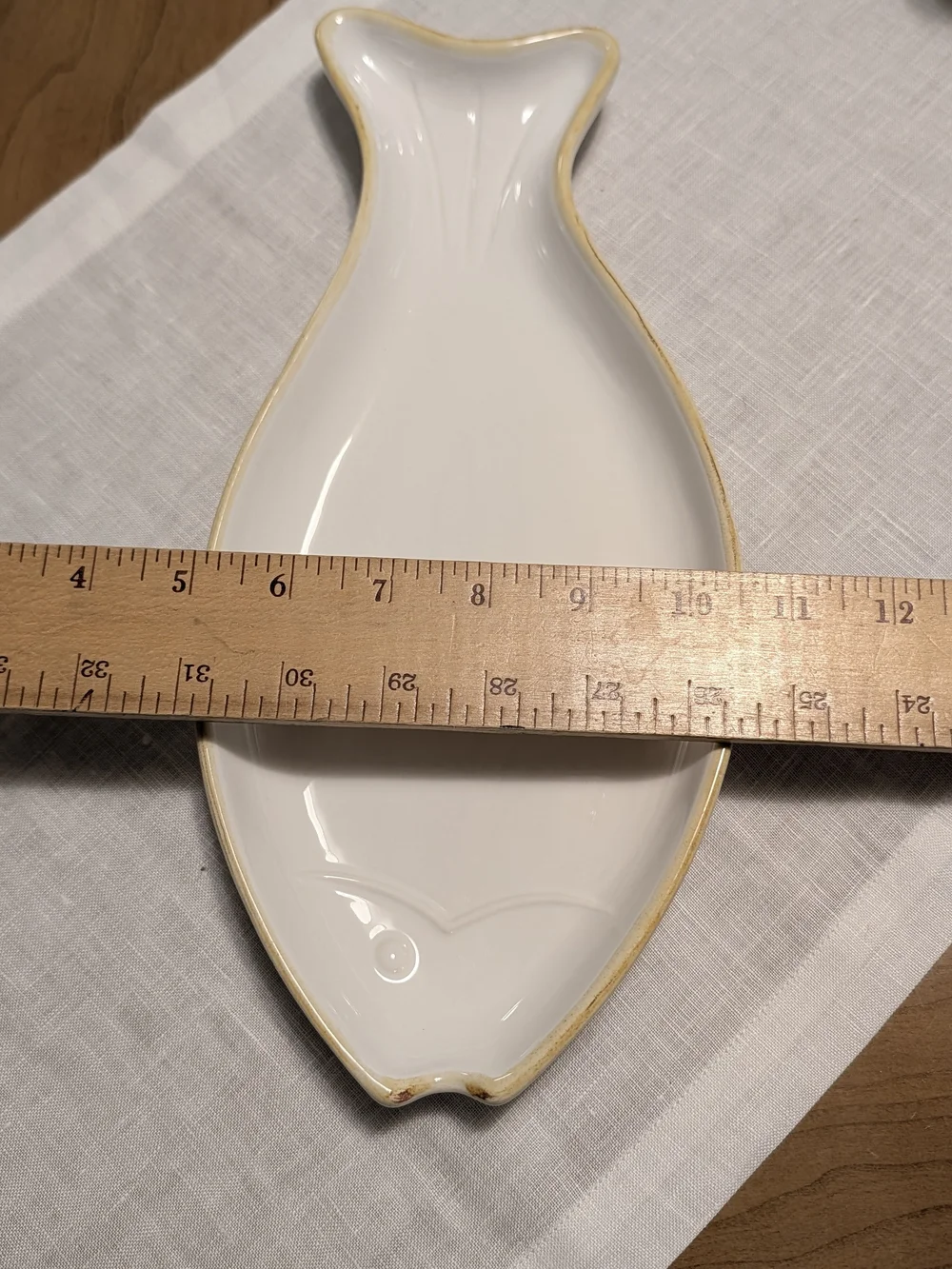 Sur La Table White Fish Platter with Gold Rim